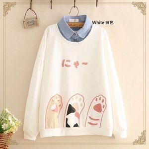 Mock collared cat sweater